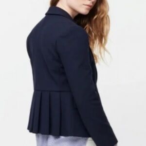 J. Crew Mayfair Pleated Back Navy Blazer